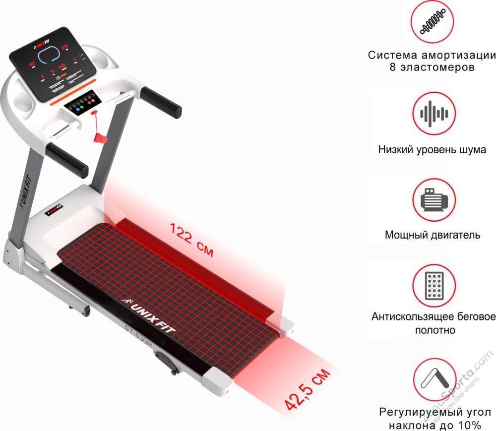 Беговая дорожка Unix Fit ST-630R White