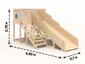 Деревянная зимняя горка IgraGrad Snow Fox скат 4 м без окраски