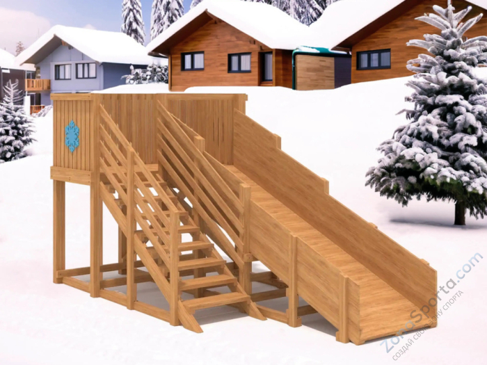 Деревянная зимняя горка IgraGrad Snow Fox скат 4 м