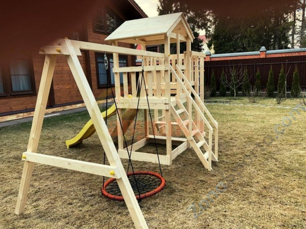 Детская площадка Савушка Мастер 3 с качелями Гнездо 1 метр