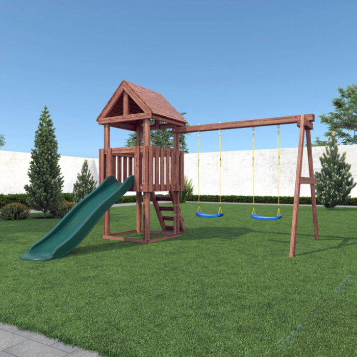 Детская площадка CustWood Junior Color JC1 с деревянной крышей