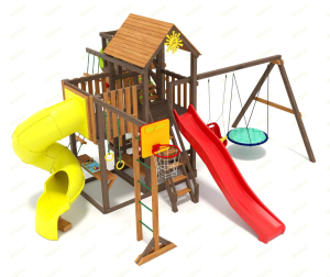 Детская площадка IgraGrad Панда Фани с балконом (две трубы)