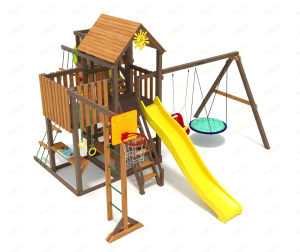 Детская площадка IgraGrad Панда Фани с балконом мод.1 и трубой 2.1м