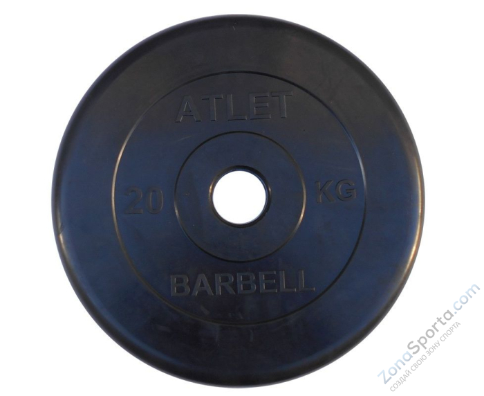 Диск обрезиненный BARBELL ATLET 20 кг / диаметр 51 мм