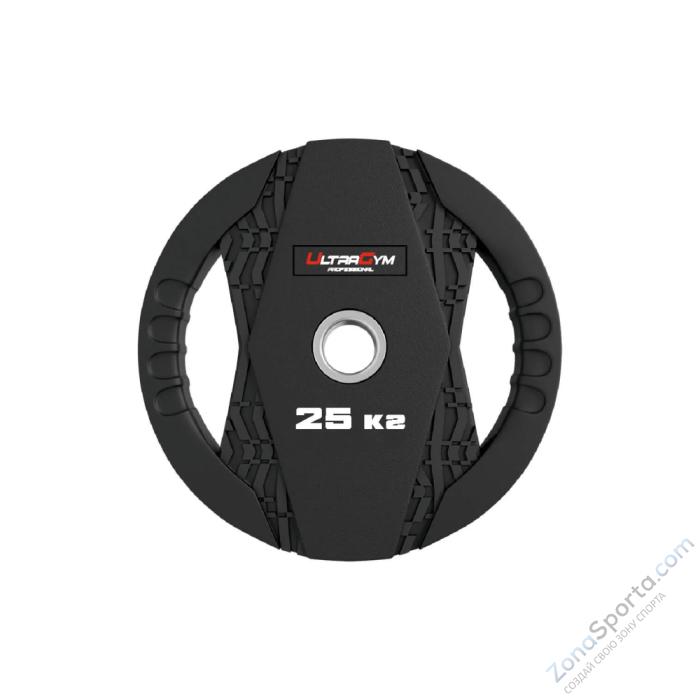 Диск обрезиненный с двумя хватами 25 кг UltraGym UG2005С