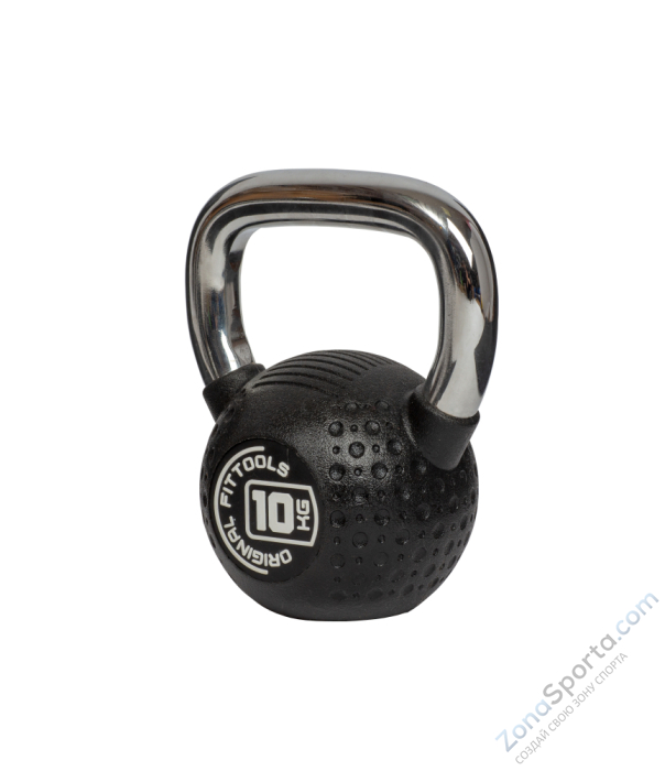 Гиря 10 кг с хромированной ручкой полиуретановая (CPU) Original FitTools