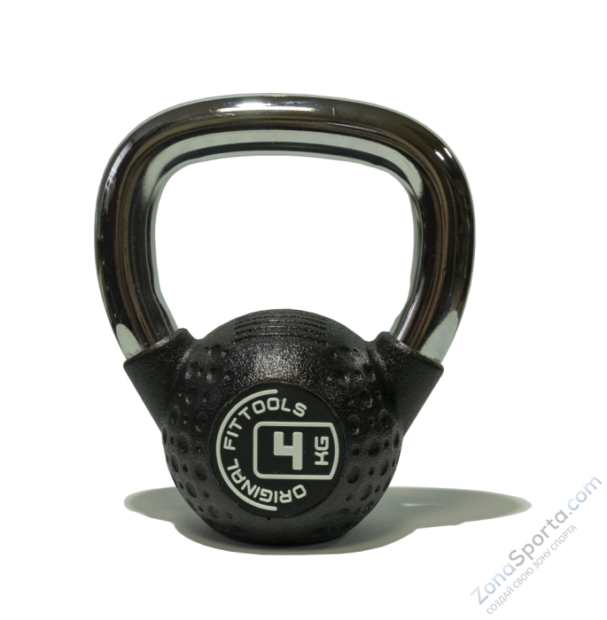 Гиря 4 кг с хромированной ручкой полиуретановая (CPU) Original FitTools