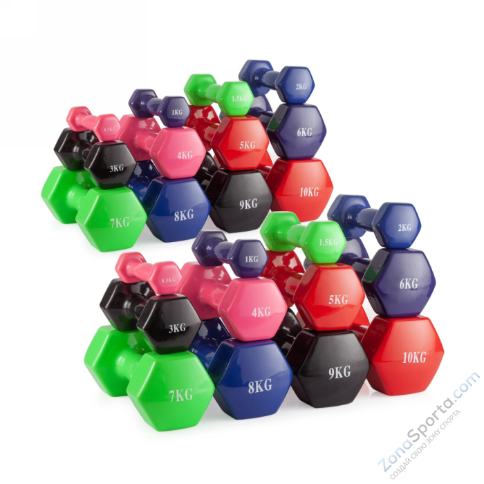 Набор гантелей винил (пары) от 0,5-10 кг VictoryFit VF-SET114