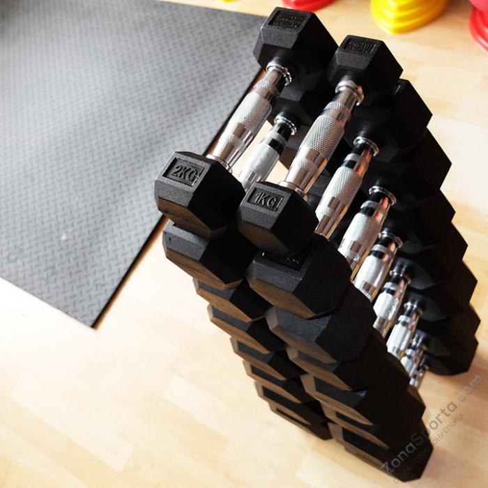 Набор гексагональных гантелей 10 пар от 1 до 10 кг ARMS FT-HEX-SET-110