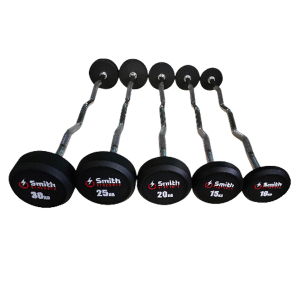 Набор обрезиненных фиксированных штанг 10-30кг с изогнутой ручкой, шаг 5кг Smith DB145-BC