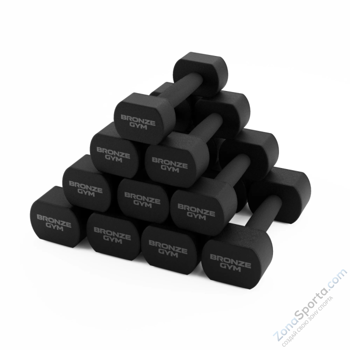 Набор термополиуретановых гантелей Bronze Gym, 1-10 кг - 10 пар, шаг 1 кг