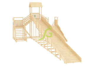 Зимняя деревянная горка IgraGrad Snow Fox 12 м две лестницы без окраски