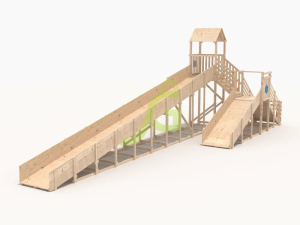 Зимняя деревянная горка IgraGrad Snow Fox 12 м с двумя скатами без окраски