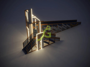 Зимняя деревянная горка IgraGrad Snow Fox 12 м с двумя скатами мод.3