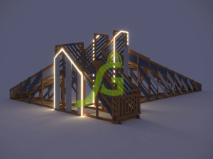 Зимняя деревянная горка IgraGrad Snow Fox 12 м с двумя скатами мод.524