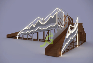 Зимняя деревянная горка IgraGrad Snow Fox 12 м с двумя скатами мод.5