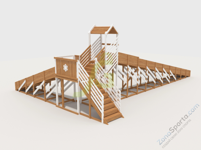 Зимняя деревянная горка IgraGrad Snow Fox 12 м с двумя скатами мод.724