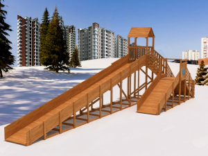 Зимняя деревянная горка IgraGrad Snow Fox 12 м с двумя скатами
