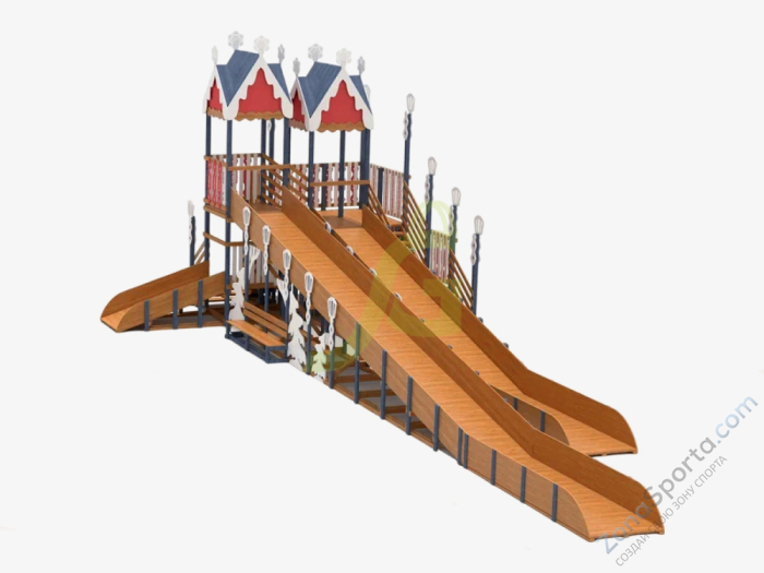 Зимняя деревянная горка IgraGrad Snow Fox 19 с тремя скатами