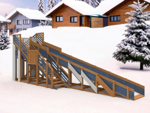 Зимняя деревянная горка IgraGrad Snow Fox скат 10 м мод.4