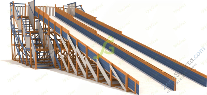 Зимняя деревянная горка IgraGrad Snow Fox скат 18 м мод.3
