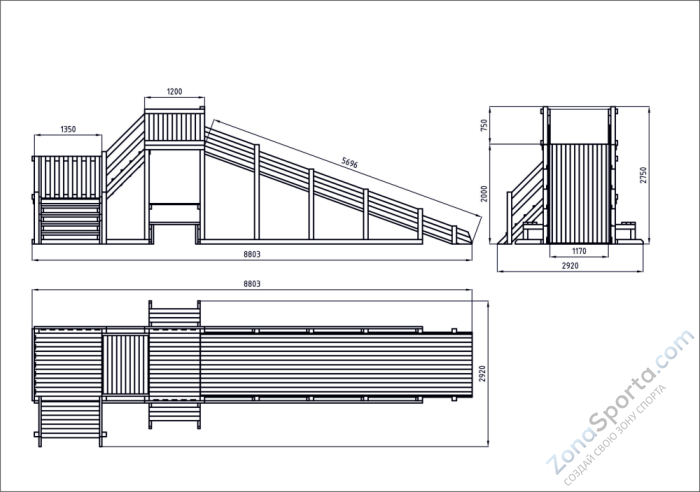 Зимняя деревянная заливная горка Ледянка 2 (масло)