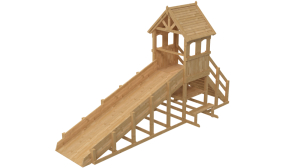 Зимняя деревянная заливная горка Теремок 1 (без окраски)
