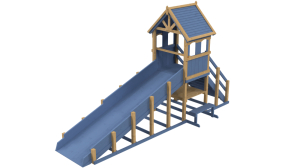 Зимняя деревянная заливная горка Теремок 1 (масло)