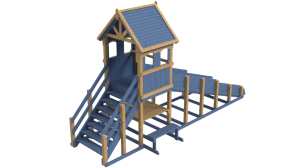 Зимняя деревянная заливная горка Теремок 1 (масло)