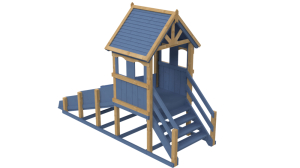 Зимняя деревянная заливная горка Теремок (масло)